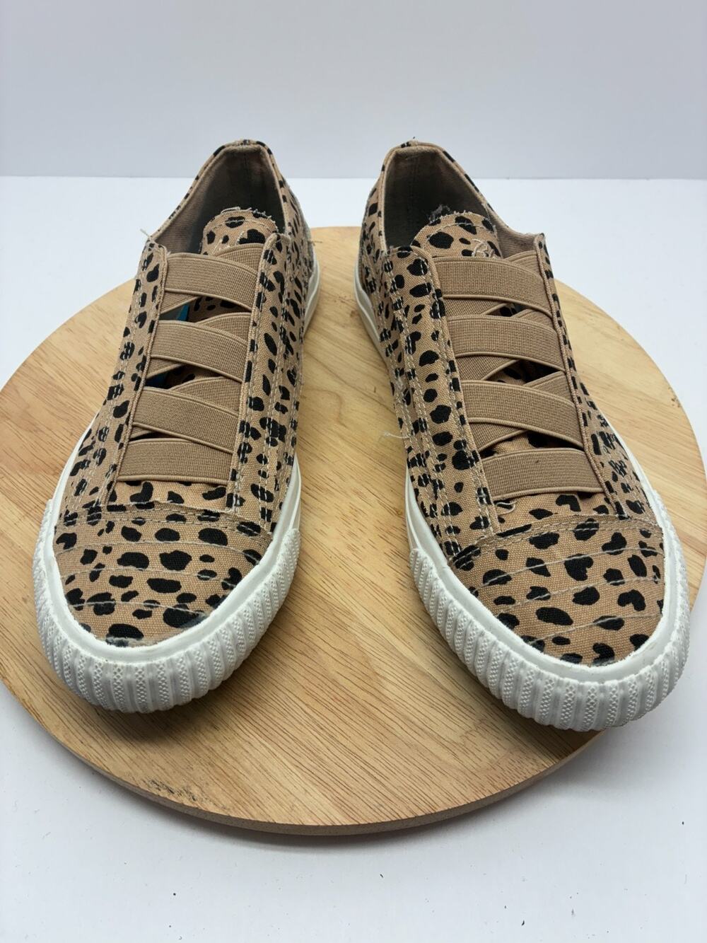 Blowfish Malibu Leopard Print Slip-On Sneakers – Women’s 7.5 – Tan Canvas Animal